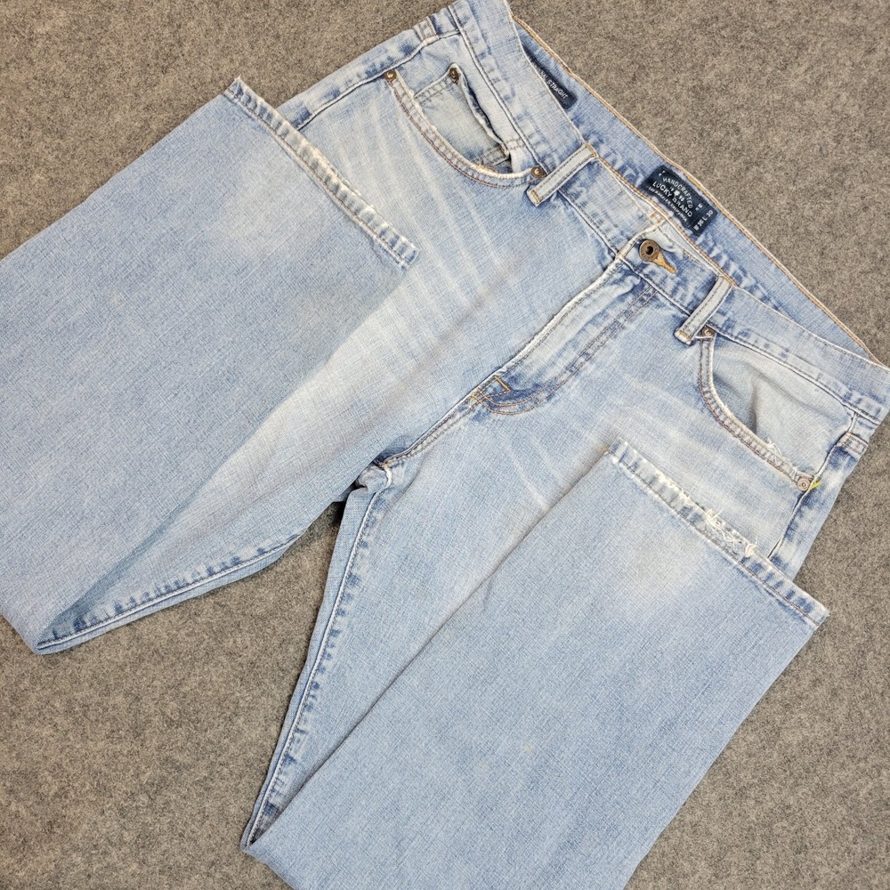 Lucky Brand Jeans Mens 36x30 Blue Denim Y2k Streetwear 221 Original Straight Leg